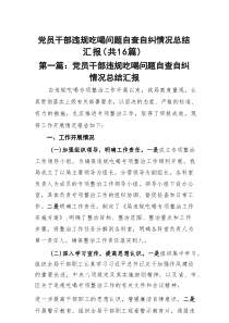 党员干部违规吃喝问题自查自纠情况总结汇报16篇（详细版）