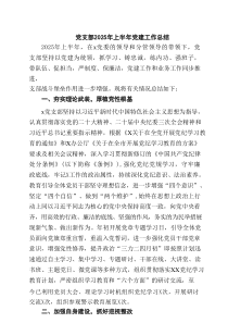 党支部2025年上半年党建工作总结 （汇编5份）