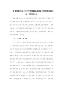 乡镇党委书记2024年专题民主生活会对照检查发言材料四个带头