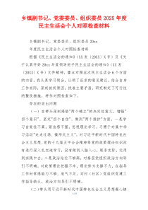 乡镇副书记、党委委员、组织委员2025年度民主生活会个人对照检查材料