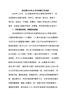 党支部2025年上半年党建工作总结（精选7篇）