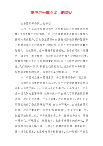 在中层干部会议上的讲话