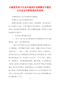 乡镇领导班子生态环境保护巡察整改专题民主生活会对照检查材料范例