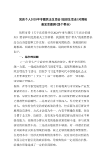 党员个人2025年专题民主生活会（组织生活会）对照检查发言提纲（四个带头）精选【3篇参考】