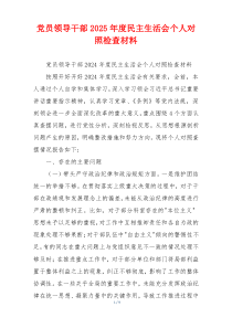 党员领导干部2025年度民主生活会个人对照检查材料