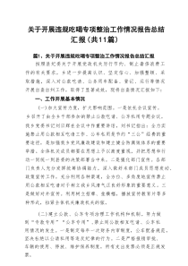 关于开展违规吃喝专项整治工作情况报告总结汇报精选（参考范文11篇）
