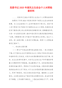 党委书记2025年度民主生活会个人对照检查材料