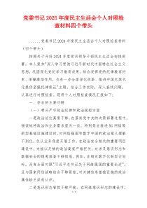 党委书记2025年度民主生活会个人对照检查材料四个带头