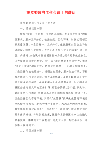 在党委政府工作会议上的讲话