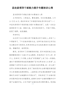 县处级领导干部能力提升专题培训心得