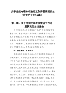 关于违规吃喝专项整治工作开展情况的总结报告(精选15篇完整版)