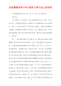 在党委理论学习中心组扩大学习会上的讲话