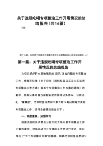 关于违规吃喝专项整治工作开展情况的总结报告16篇（精选版）