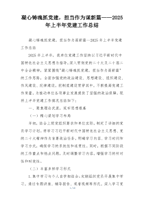 凝心铸魂抓党建，担当作为谋新篇——2025年上半年党建工作总结