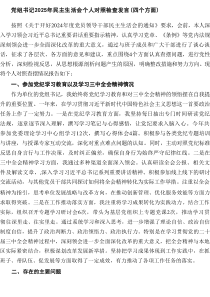 党组书记2025年民主生活会个人对照检查发言（四个方面）最新精选版【五篇】