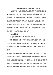区民政局2025年上半年党建工作总结(精选六篇)