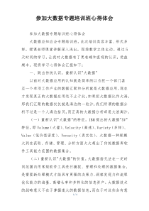 参加大数据专题培训班心得体会