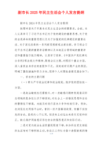 副市长2025年民主生活会个人发言提纲
