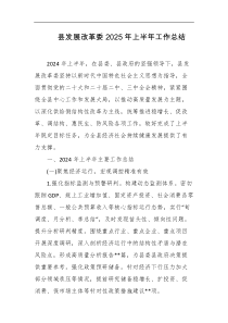 县发展改革委2025年上半年工作总结
