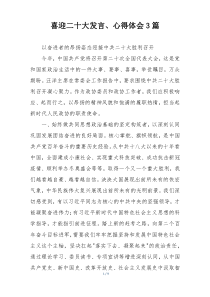 喜迎二十大发言、心得体会3篇