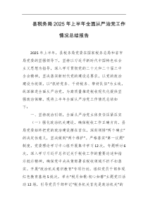县税务局2025年上半年全面从严治党工作情况总结报告