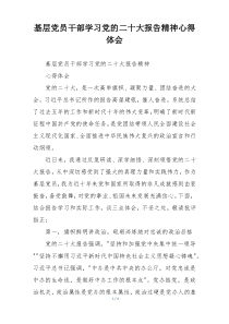 基层党员干部学习党的二十大报告精神心得体会