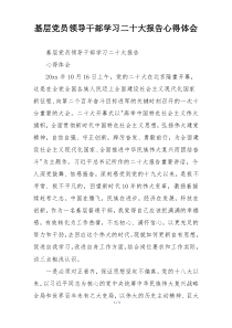 基层党员领导干部学习二十大报告心得体会