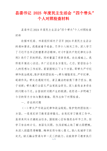 县委书记2025年度民主生活会“四个带头”个人对照检查材料