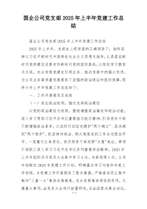 国企公司党支部2025年上半年党建工作总结