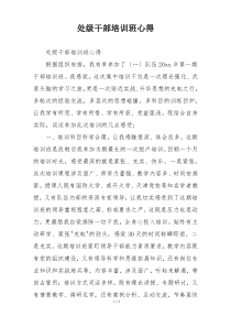 处级干部培训班心得