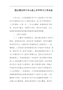 国企理论学习中心组上半年学习工作总结
