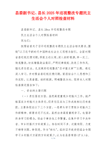 县委副书记、县长2025年巡视整改专题民主生活会个人对照检查材料