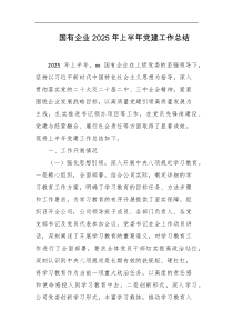 国有企业2025年上半年党建工作总结