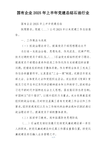国有企业2025年上半年党建总结石油行业
