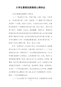 大学生暑期实践锻炼心得体会