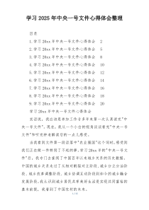 学习2025年中央一号文件心得体会整理