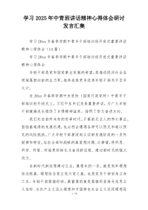 学习2025年中青班讲话精神心得体会研讨发言汇集