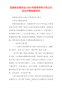 县委政法委员会2025年度领导班子民主生活会对照检查材料