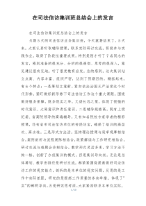 在司法信访集训班总结会上的发言