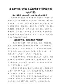 基层党支部2025年上半年党建工作总结报告最新精选版【10篇】