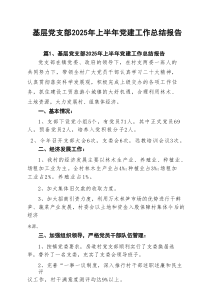 基层党支部2025年上半年党建工作总结报告精选（九篇）