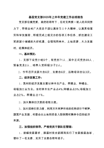 基层党支部2025年上半年党建工作总结报告（7篇通用）