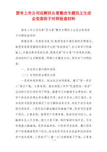 国有上市公司巡察回头看整改专题民主生活会党委班子对照检查材料