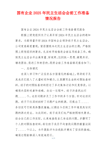 国有企业2025年民主生活会会前工作准备情况报告