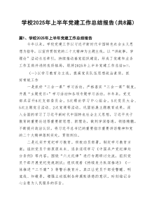 学校2025年上半年党建工作总结报告精选版【八篇】
