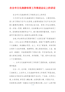在全市文化旅游体育工作推进会议上的讲话