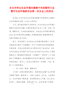 在全市突出生态环境问题集中攻坚誓师大会暨市生态环境委员会第一次全会上的讲话