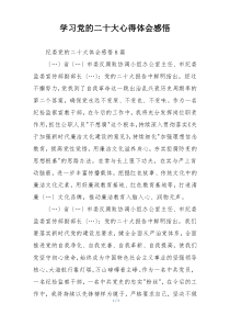 学习党的二十大心得体会感悟