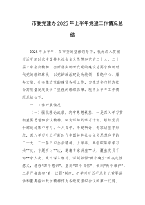 市委D建办2025年上半年D建工作情况总结