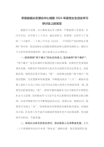 常务副县长在理论中心组暨2025年度民主生活会学习研讨会上的发言